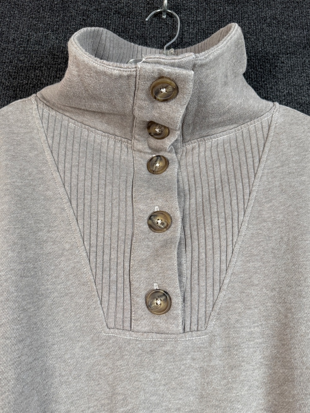 Aerie Best Button Oversized Collared Sweatshirt Heather Taupe Gray XL - Picture 7 of 12